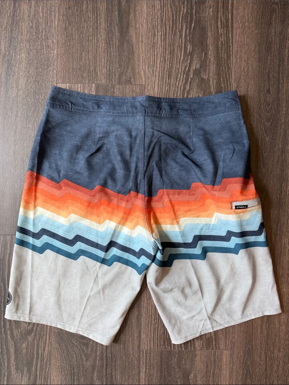 O'Neill Navy, Orange & Light Gray Striped Men's Boardshorts